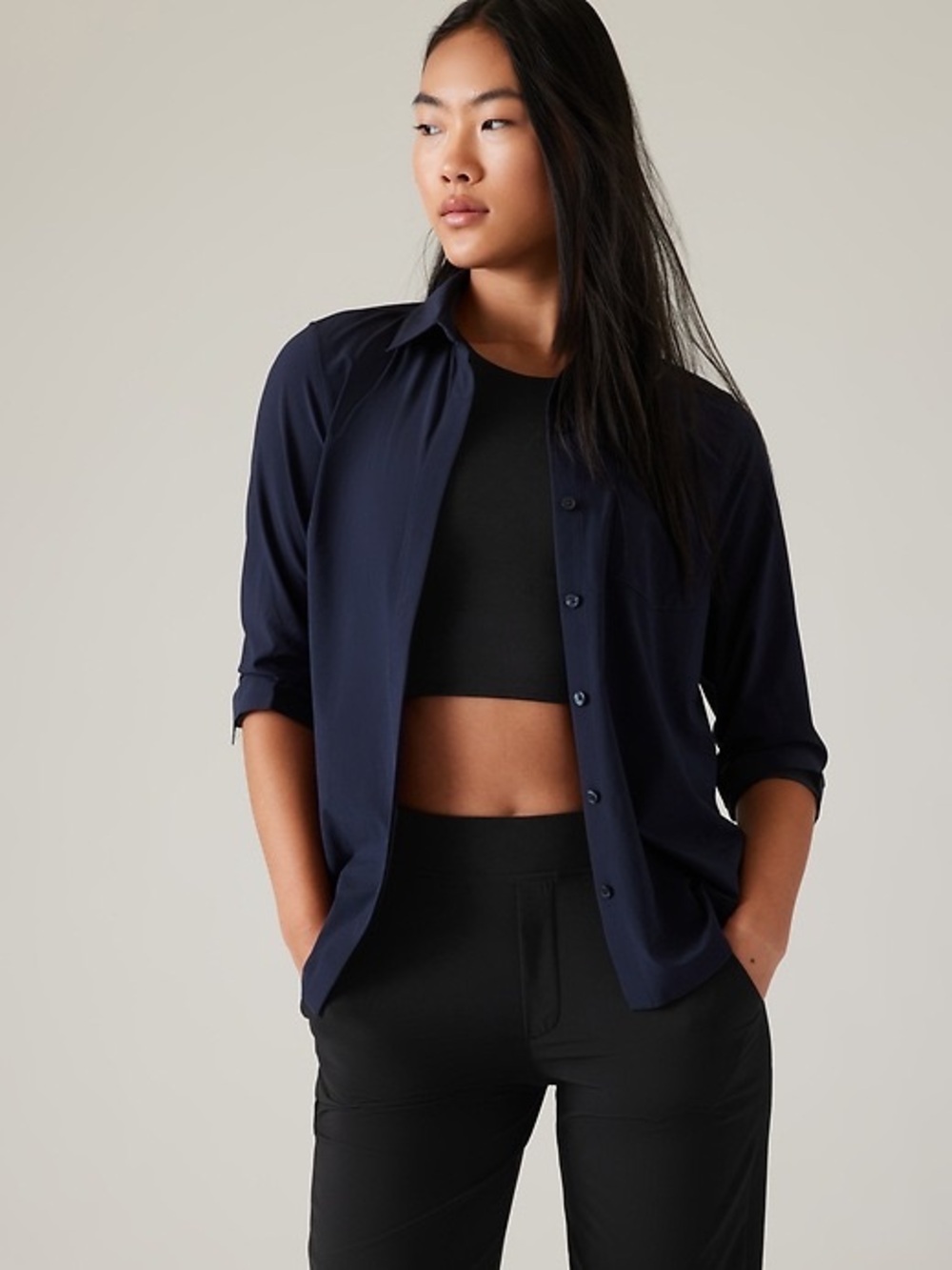 Athleta Everlasting Long Sleeve Button-Up Shirt